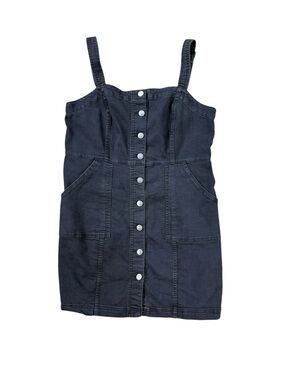 Divided black denim jean jumper dress size L